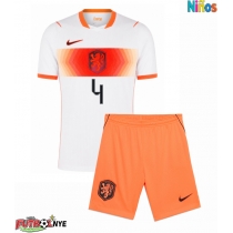 Camiseta Países Bajos Virgil van Dijk #4 Visitante Equipación para niños Mundial 2026 manga corta (+ pantalones cortos)